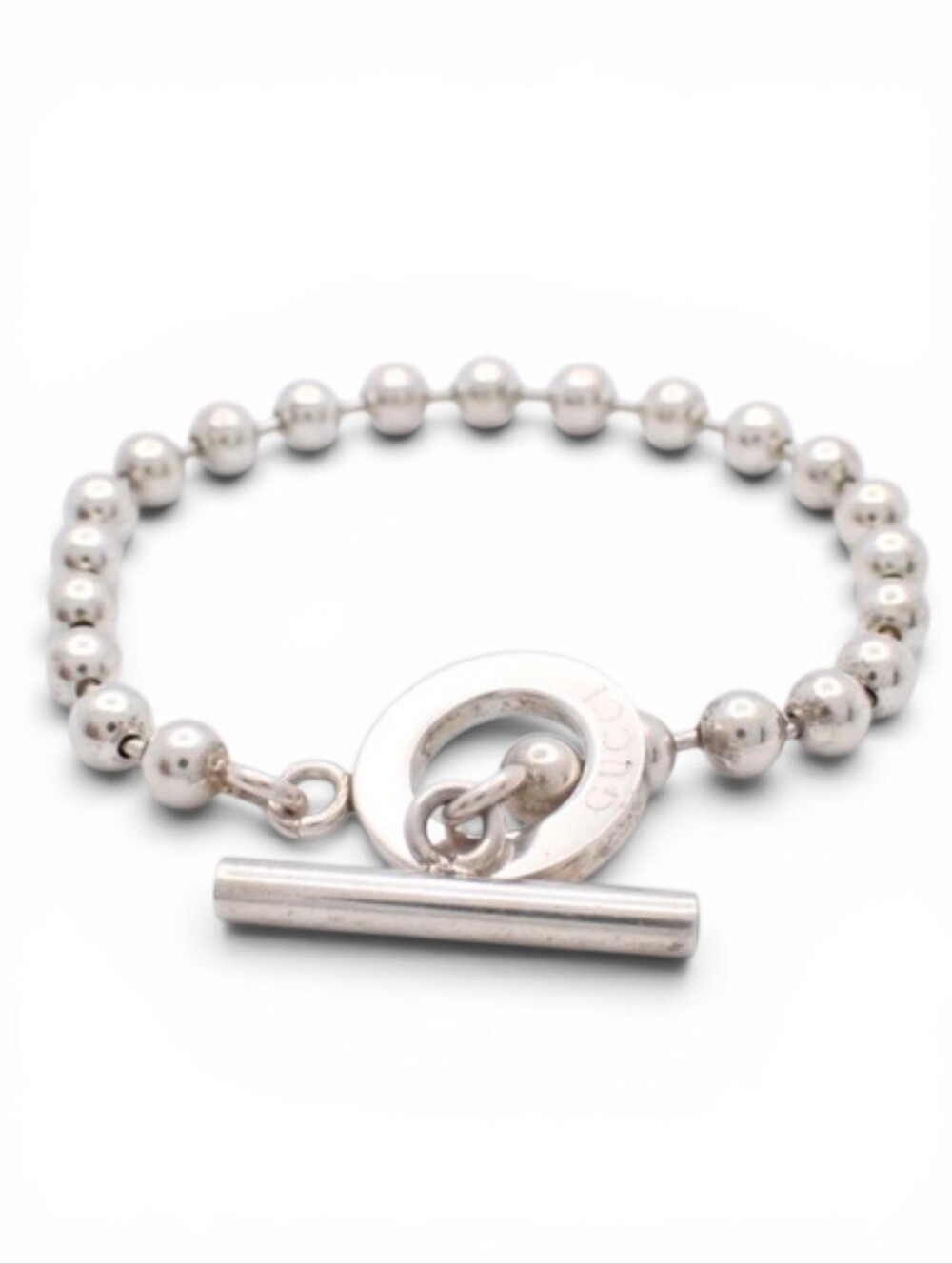 Gucci Sterling Silver Ball Beaded Toggle Bracelet - 925 Unisex